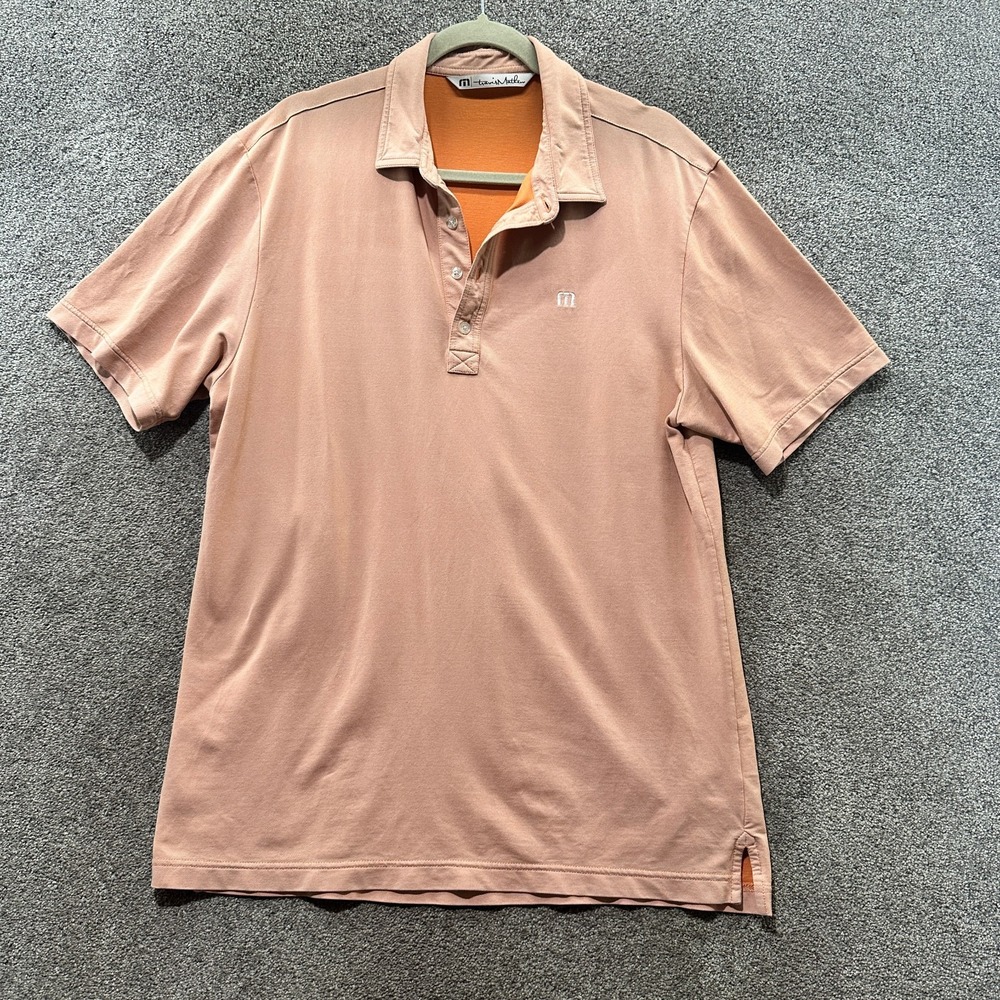 Travis Mathew Polo Shirt‎ Men Large Coral Pink Short Sleeve Golf Preppy Tennis